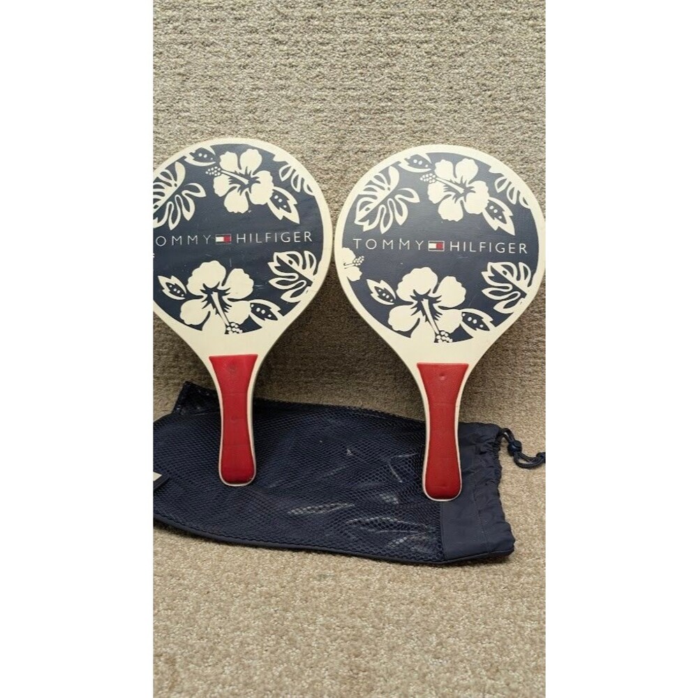 Vintage Tommy Hilfiger Paddle Ball Racquets With Bag No Balls
